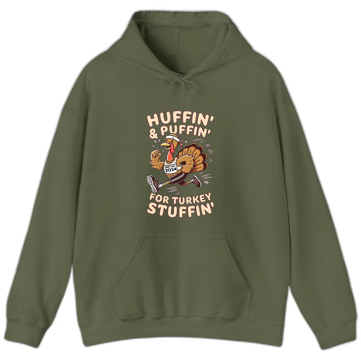 Huffin & Puffin For Turkey Stuffin Hoodie in Military Green