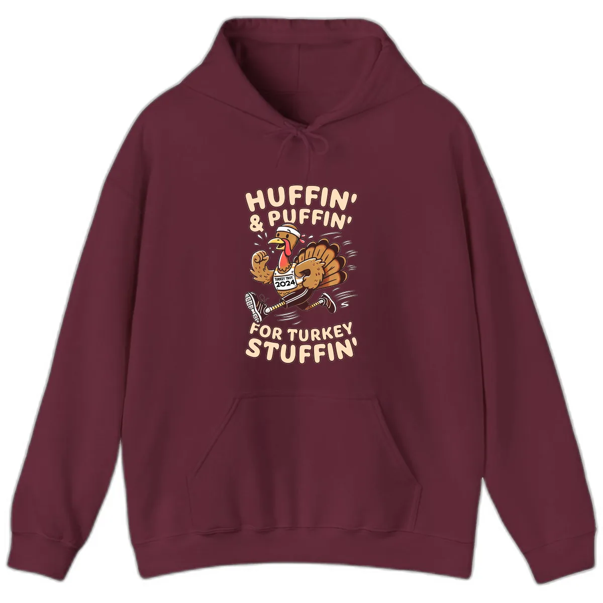 Huffin & Puffin For Turkey Stuffin Hoodie in Maroon