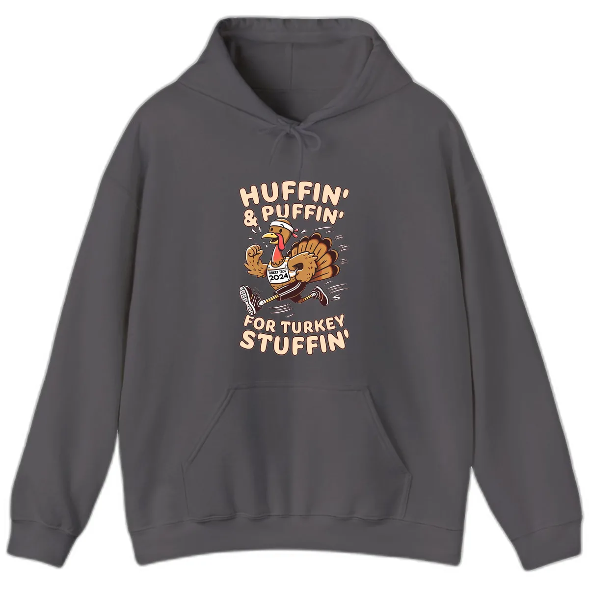 Huffin & Puffin For Turkey Stuffin Hoodie in Charcoal