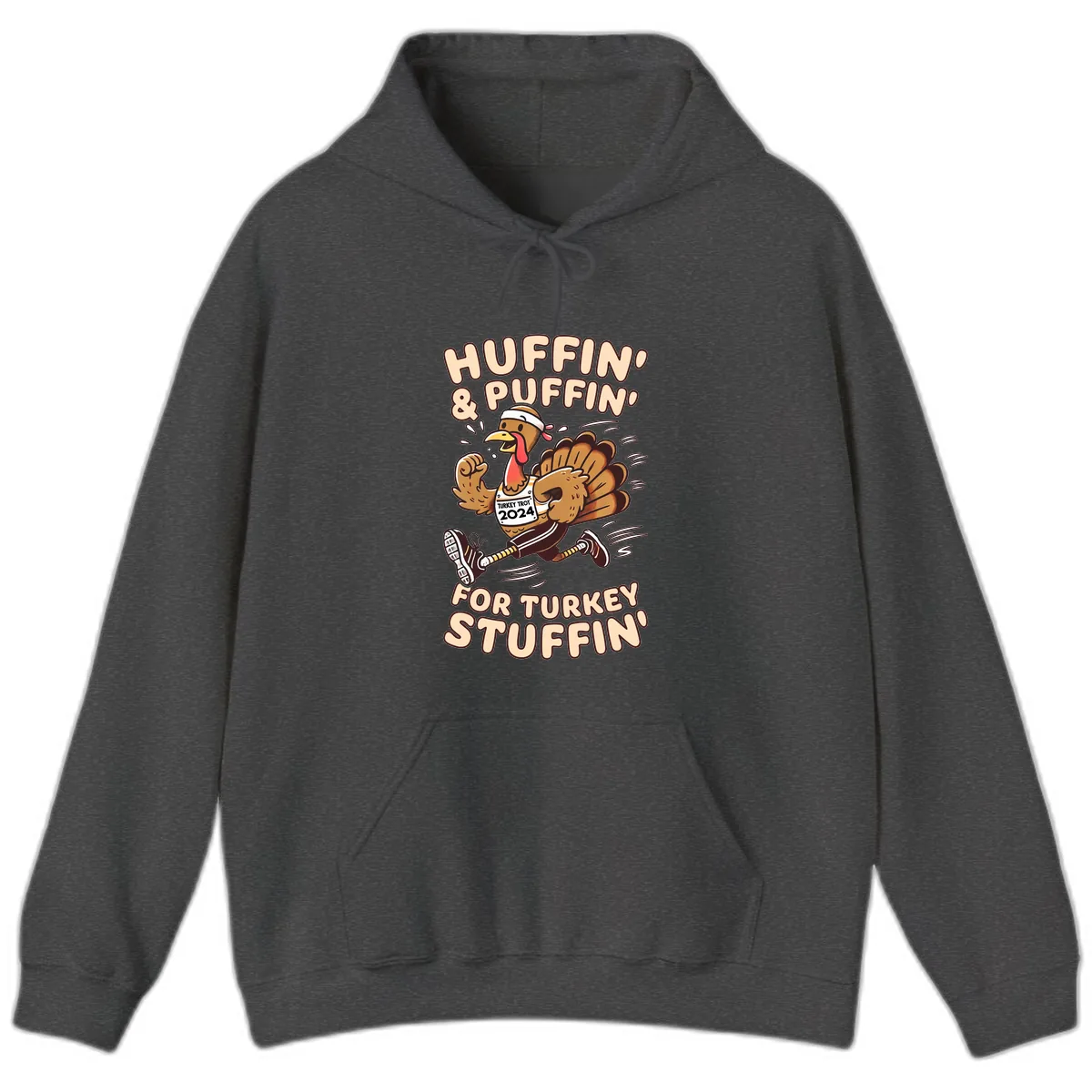Huffin & Puffin For Turkey Stuffin Hoodie in Dark Heather