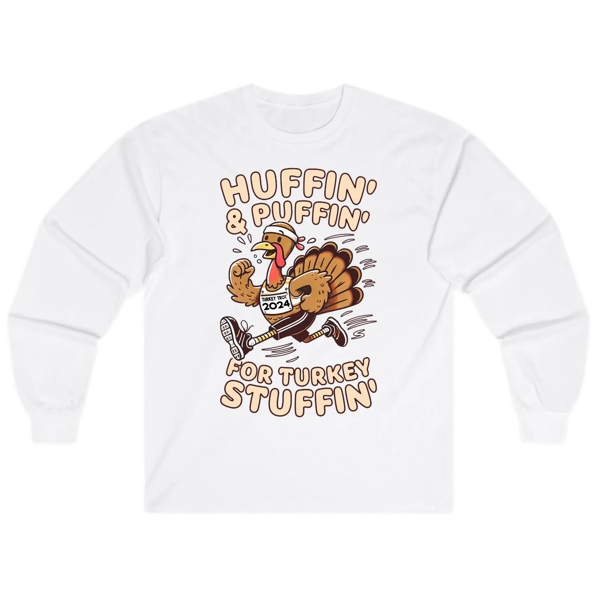 Huffin & Puffin For Turkey Stuffin Long Sleeve in White