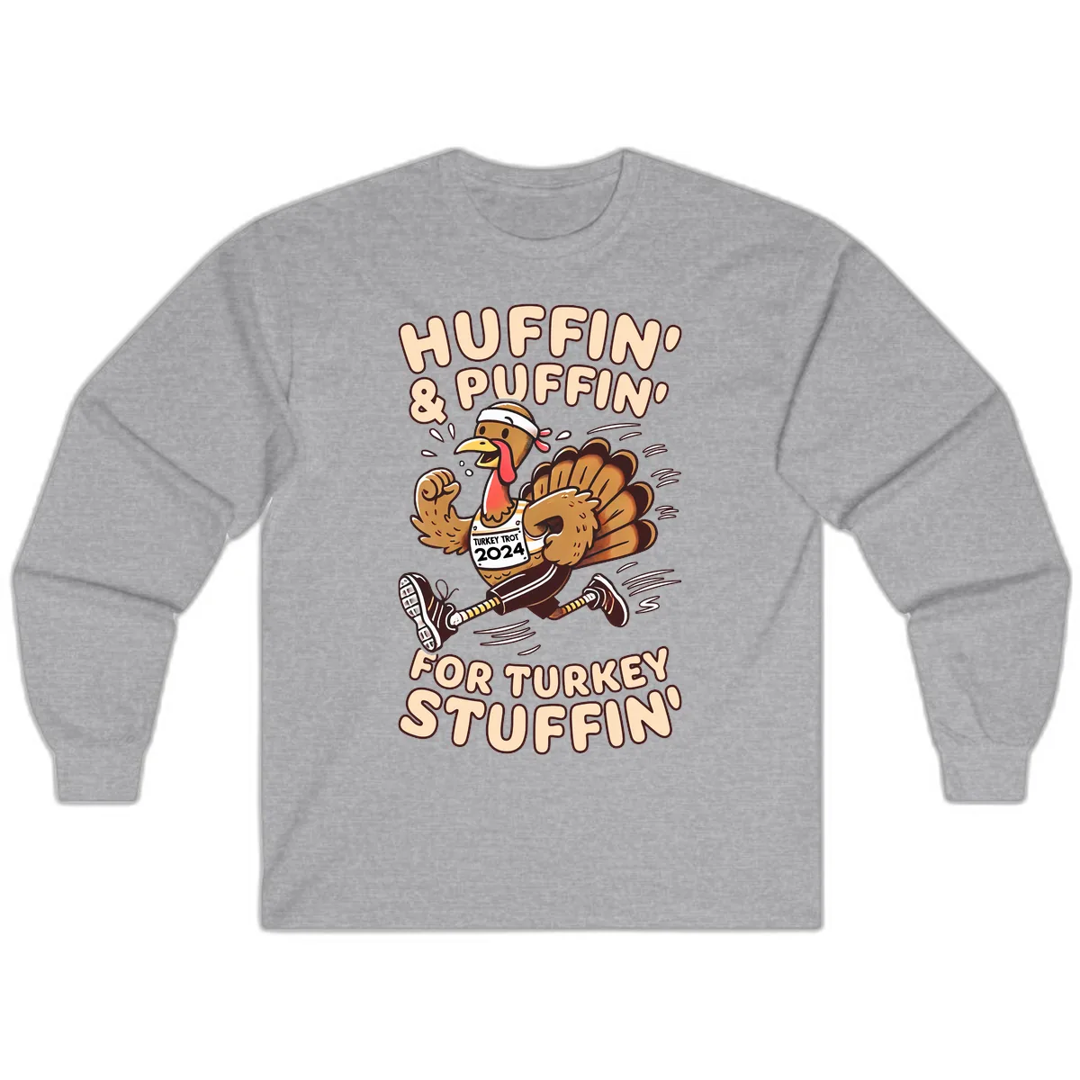 Huffin & Puffin For Turkey Stuffin Long Sleeve in Sport Grey