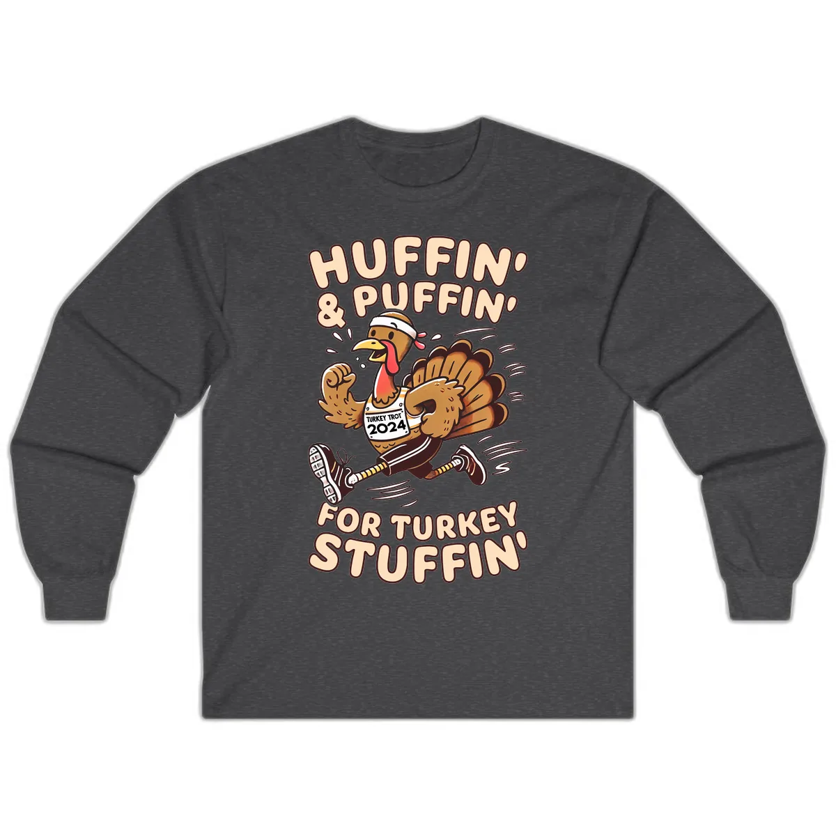 Huffin & Puffin For Turkey Stuffin Long Sleeve in Dark Heather