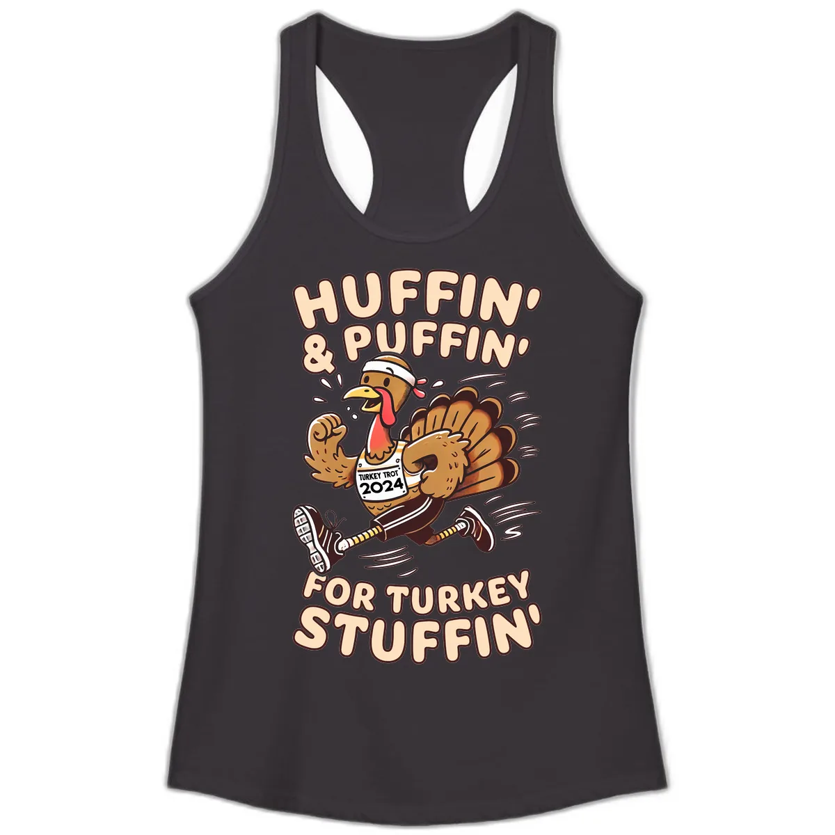 Huffin & Puffin For Turkey Stuffin Ladies Tank in Black