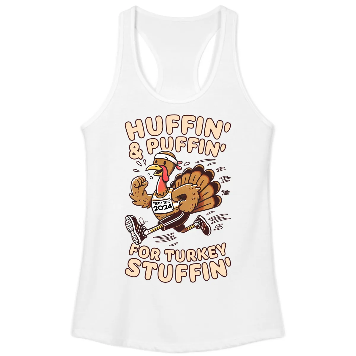 Huffin & Puffin For Turkey Stuffin Ladies Tank in White
