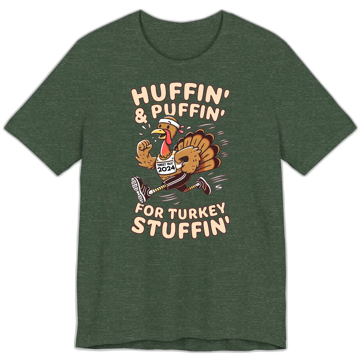 Huffin & Puffin For Turkey Stuffin Premium T-Shirt in Heather Forest