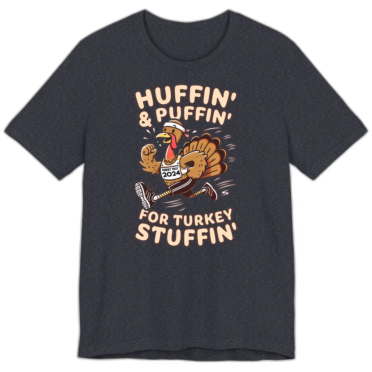 Huffin & Puffin For Turkey Stuffin Premium T-Shirt in Heather Navy