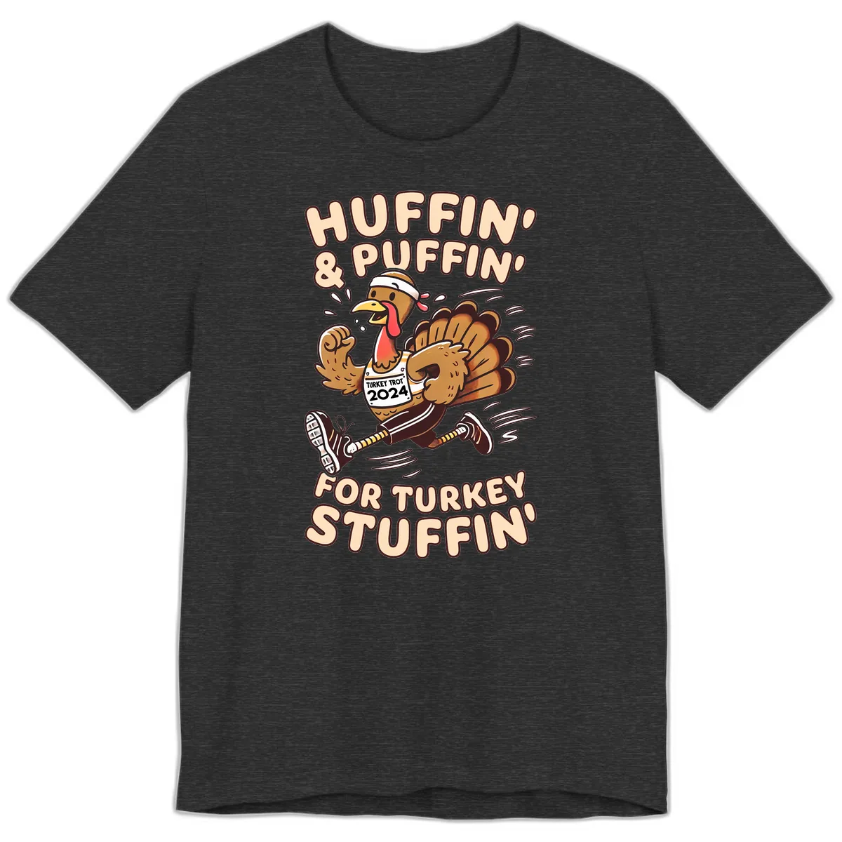 Huffin & Puffin For Turkey Stuffin Premium T-Shirt in Dark Grey Heather