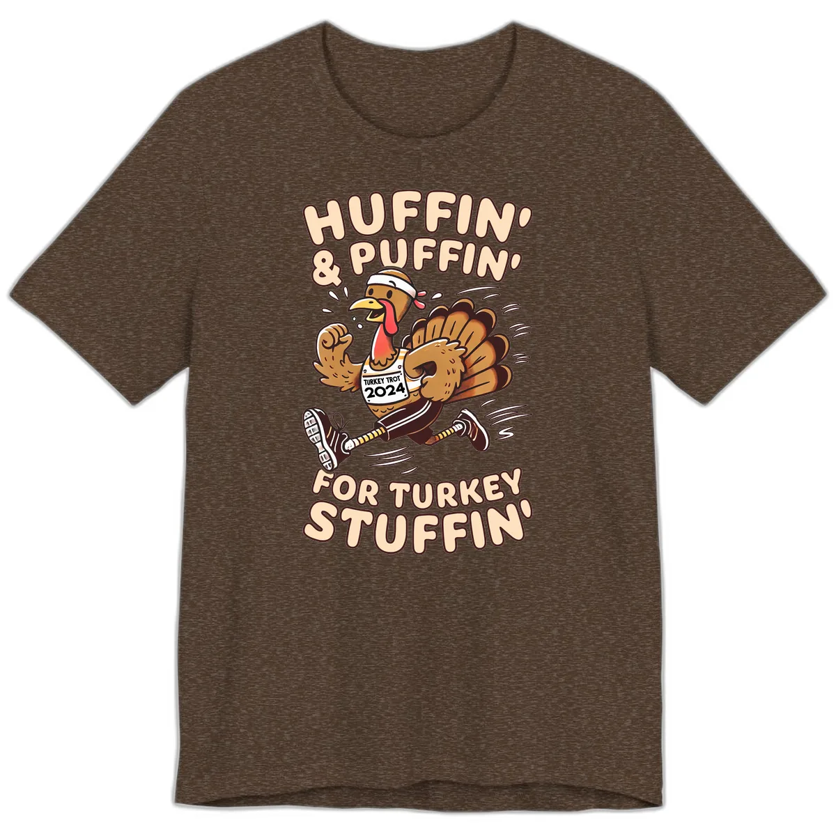 Huffin & Puffin For Turkey Stuffin Premium T-Shirt in Heather Brown