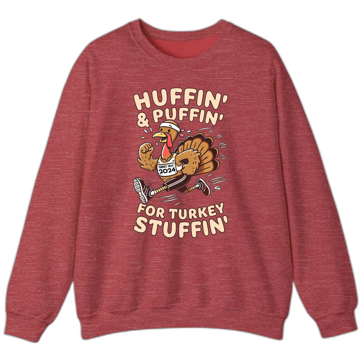Huffin & Puffin For Turkey Stuffin Sweatshirt in Heather Scarlet Red