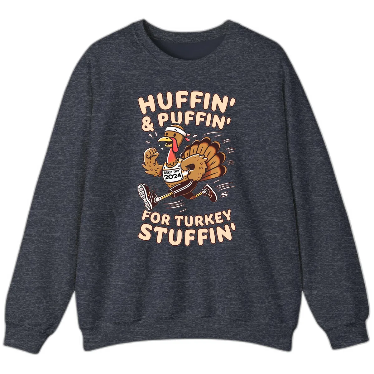 Huffin & Puffin For Turkey Stuffin Sweatshirt in Heather Sport Dark Navy