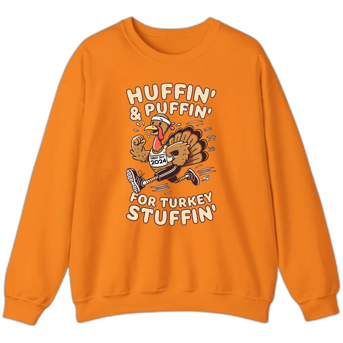 Huffin & Puffin For Turkey Stuffin Sweatshirt in Safety Orange