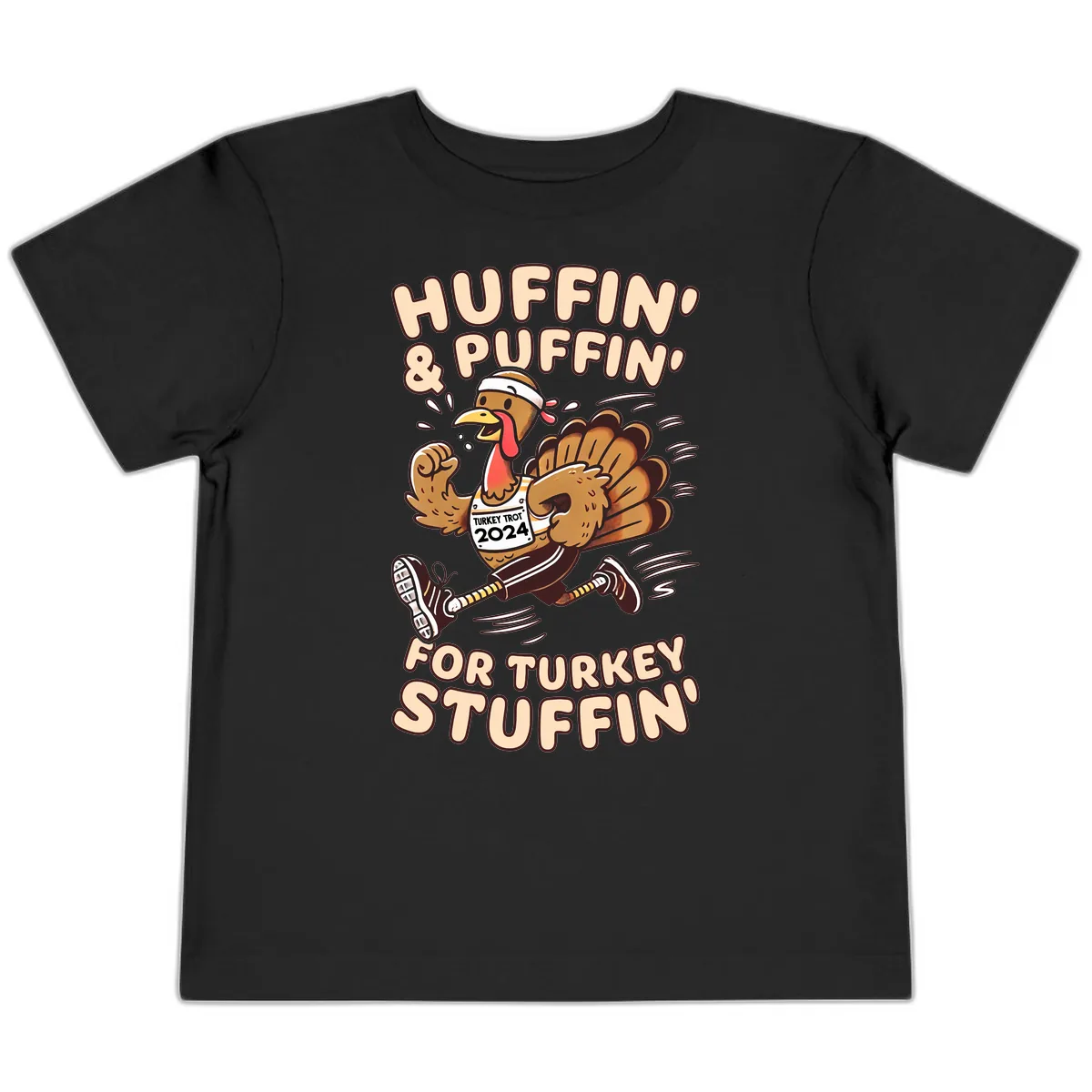 Huffin & Puffin For Turkey Stuffin Toddler T-Shirt in Black