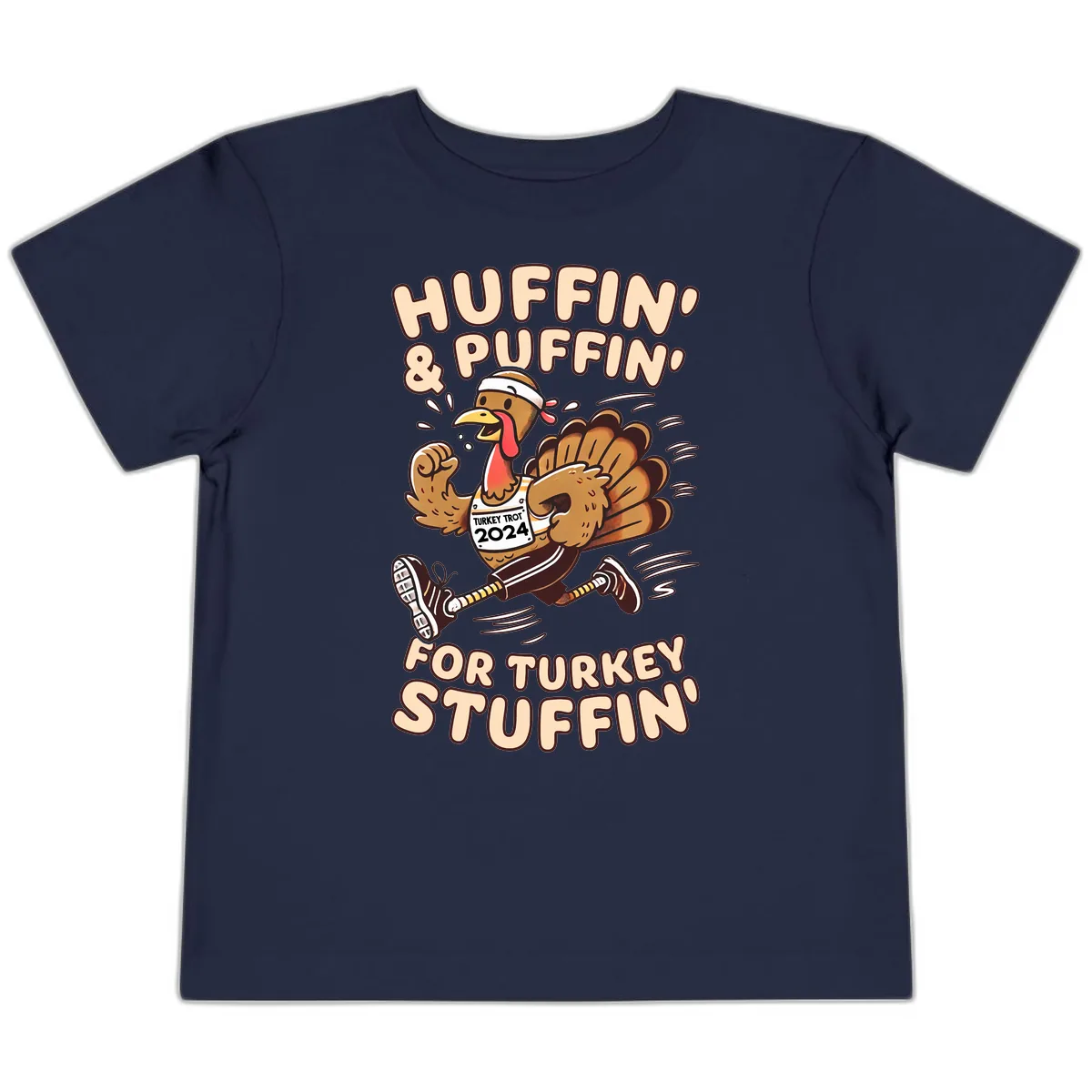 Huffin & Puffin For Turkey Stuffin Toddler T-Shirt in Navy