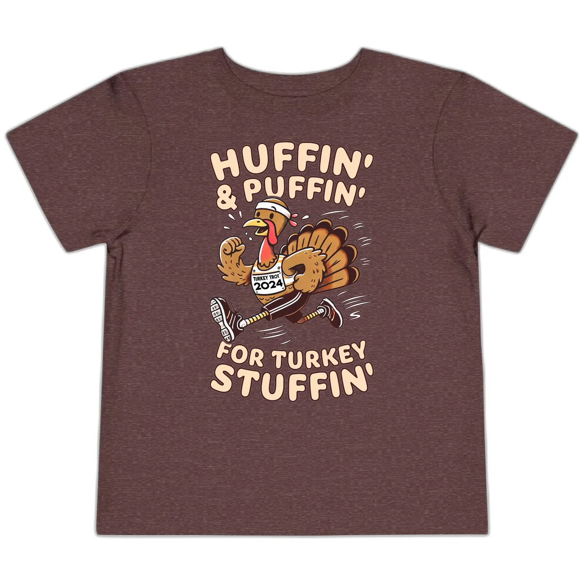 Huffin & Puffin For Turkey Stuffin Toddler T-Shirt in Heather Maroon