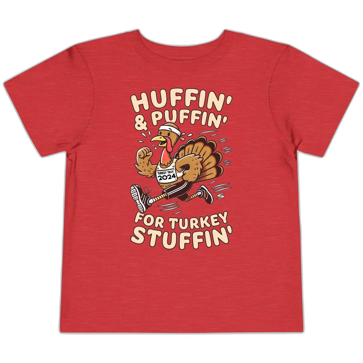 Huffin & Puffin For Turkey Stuffin Toddler T-Shirt in Heather Red