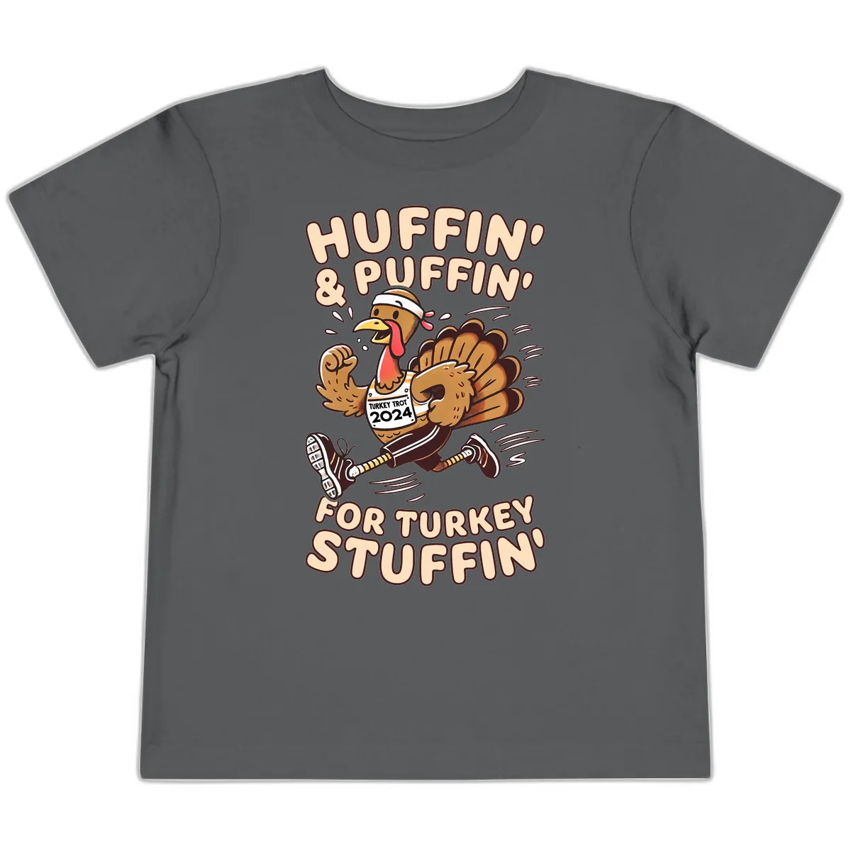 Huffin & Puffin For Turkey Stuffin Toddler T-Shirt in Asphalt