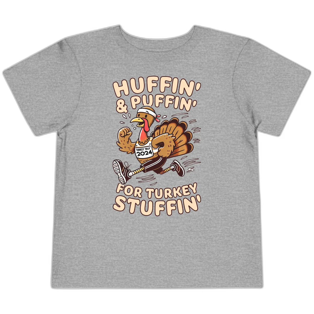 Huffin & Puffin For Turkey Stuffin Toddler T-Shirt in Athletic Heather