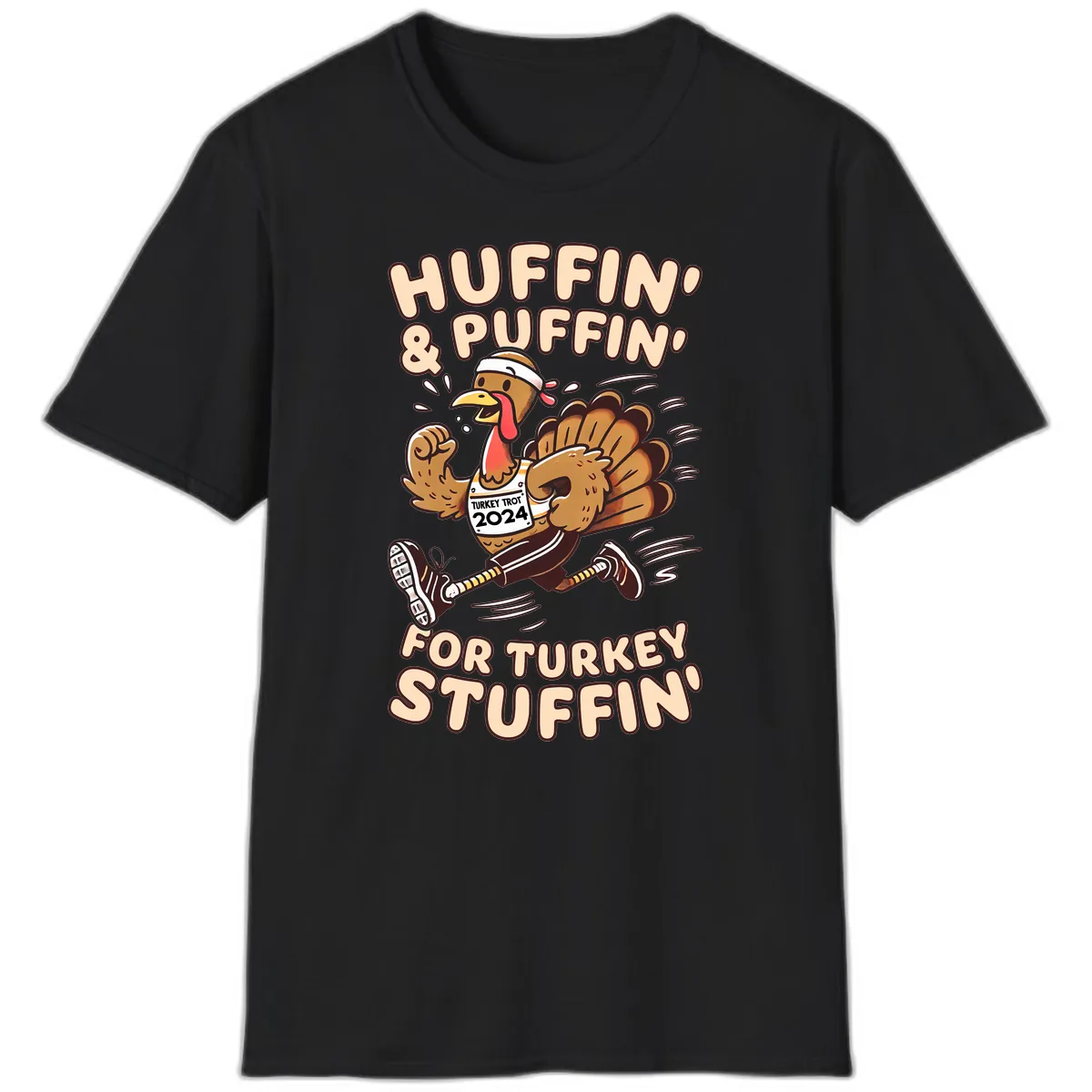 Huffin & Puffin For Turkey Stuffin T-Shirt in Black