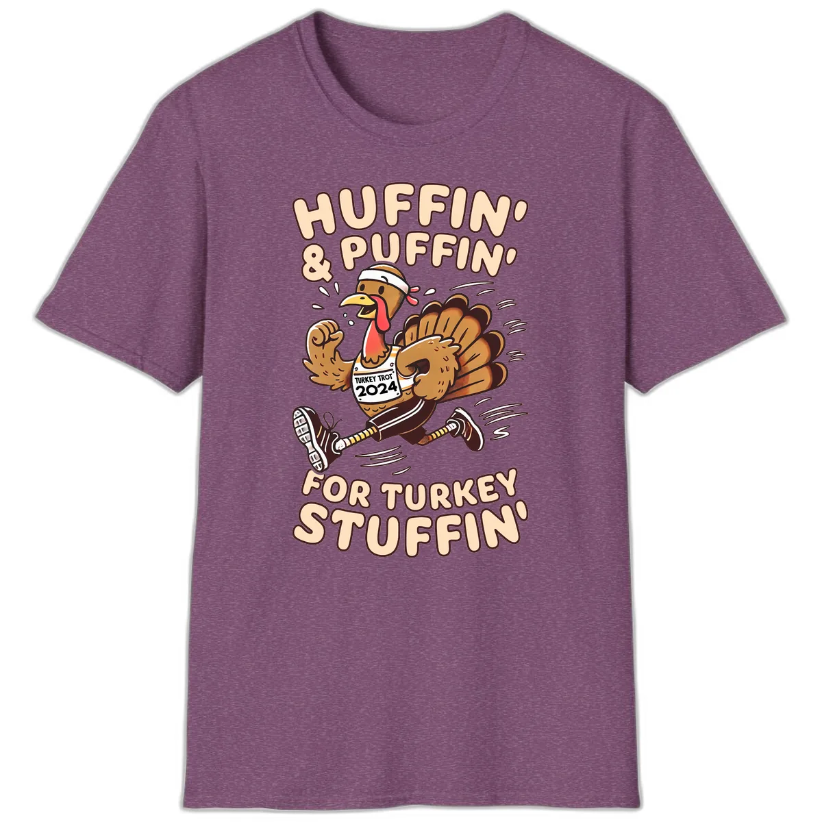 Huffin & Puffin For Turkey Stuffin T-Shirt in Heather Maroon