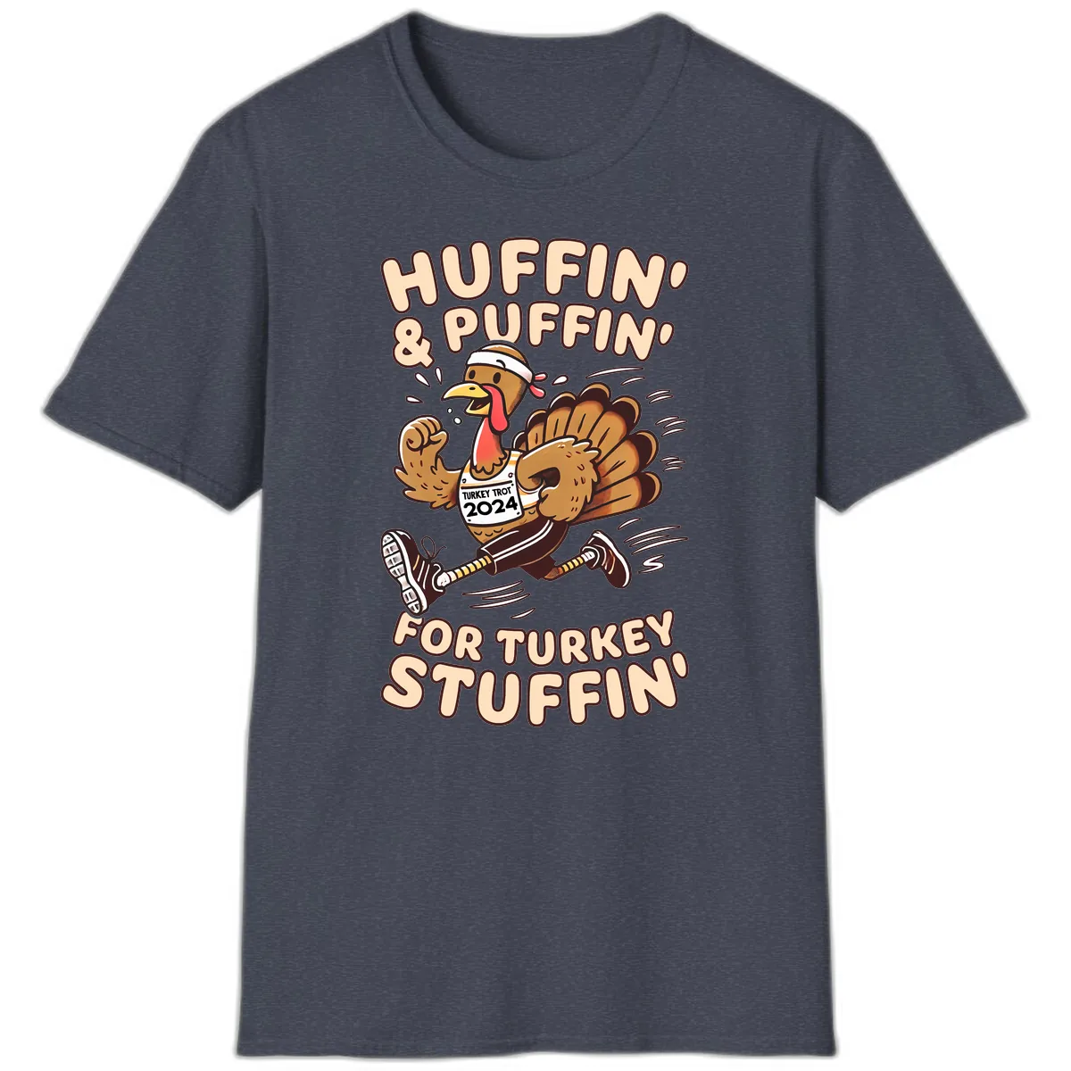 Huffin & Puffin For Turkey Stuffin T-Shirt in Heather Navy