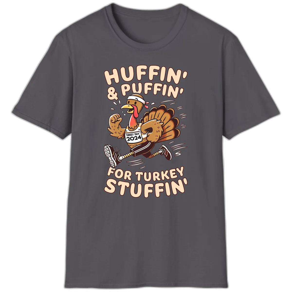 Huffin & Puffin For Turkey Stuffin T-Shirt in Charcoal
