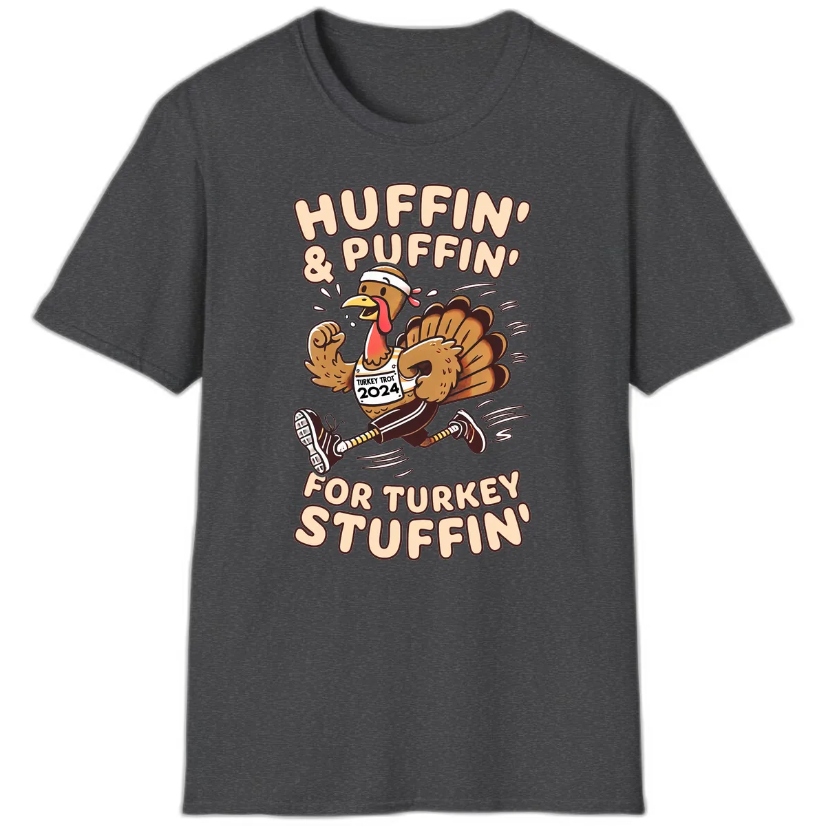 Huffin & Puffin For Turkey Stuffin T-Shirt in Dark Heather