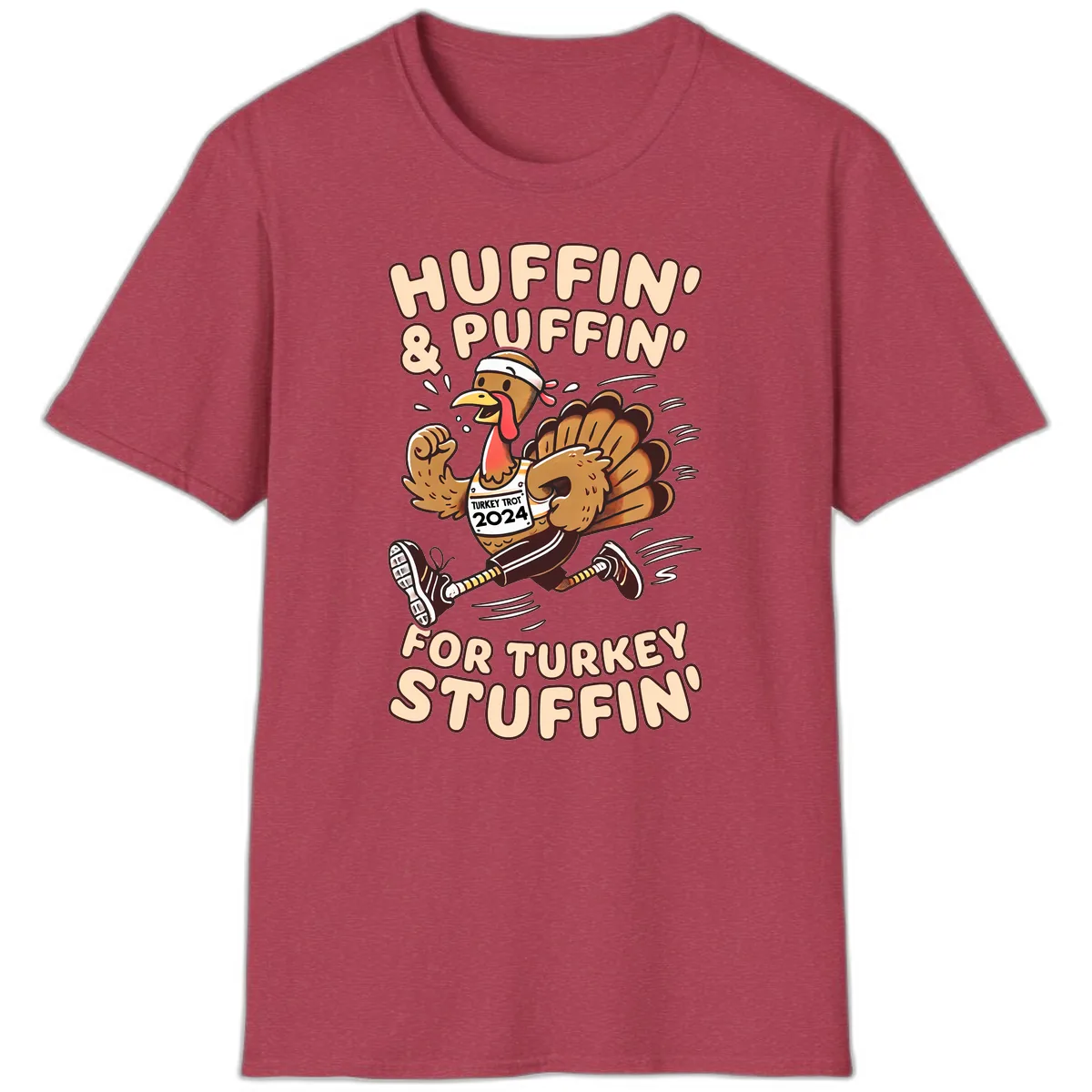 Huffin & Puffin For Turkey Stuffin T-Shirt in Heather Cardinal