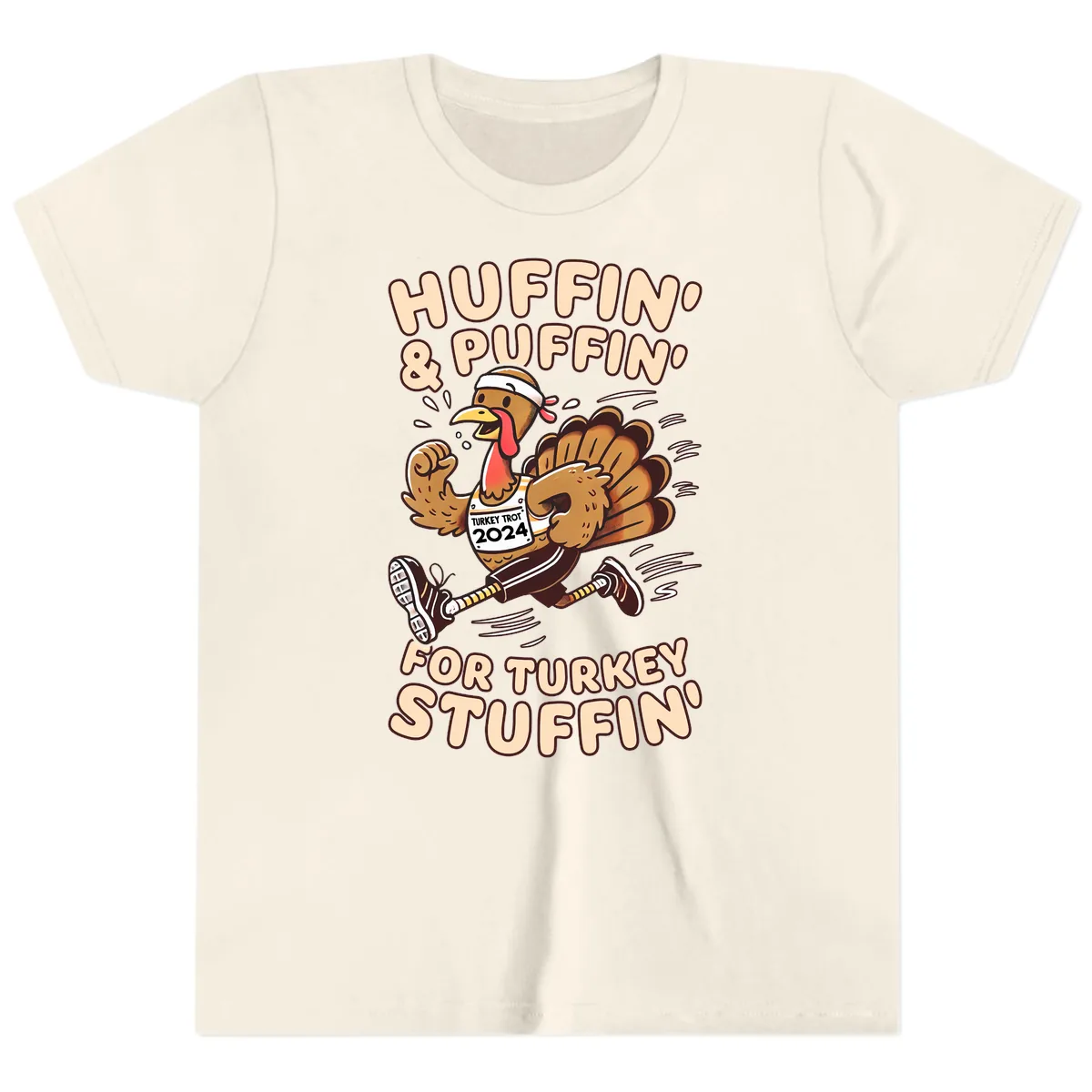 Huffin & Puffin For Turkey Stuffin Youth T-Shirt in Natural