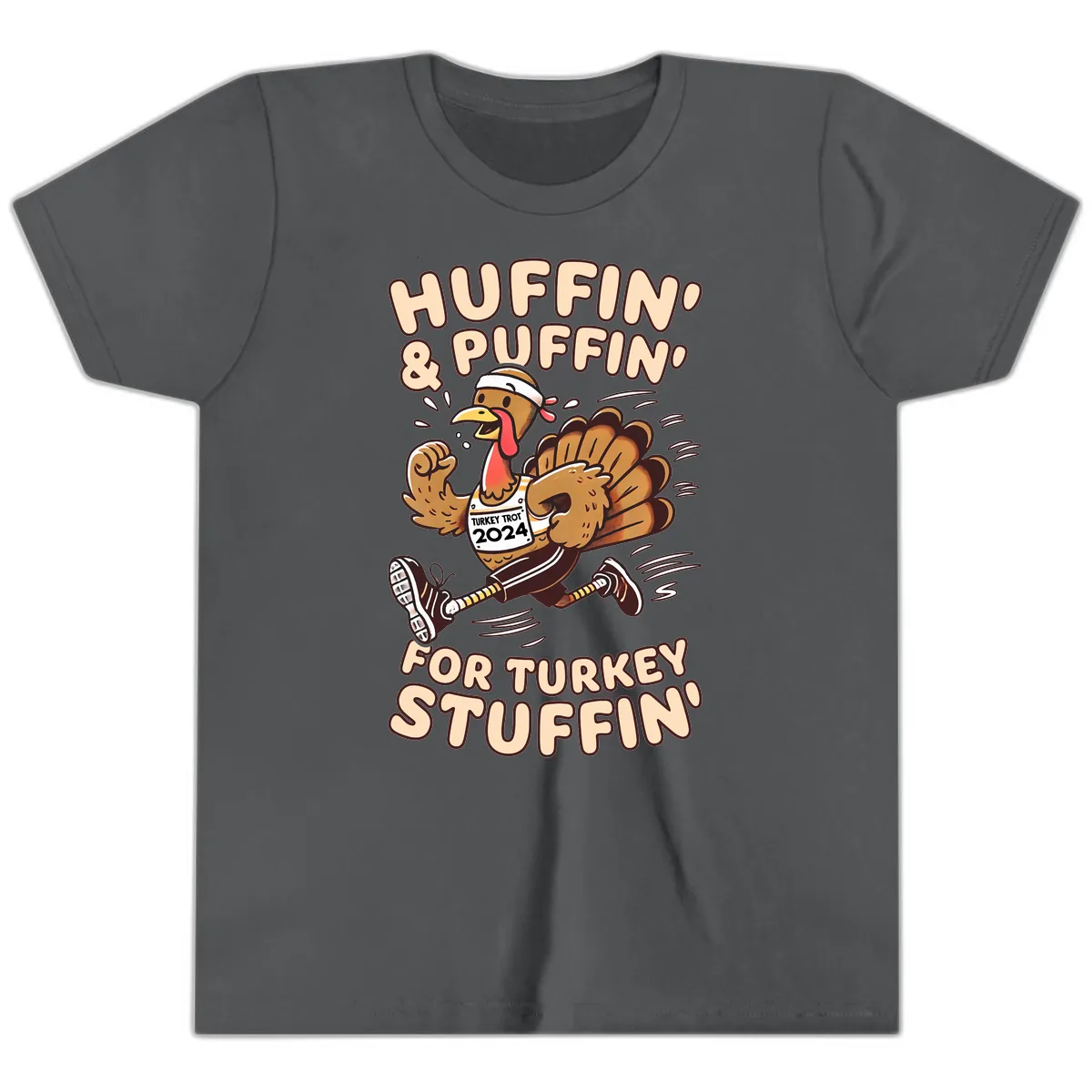 Huffin & Puffin For Turkey Stuffin Youth T-Shirt in Asphalt