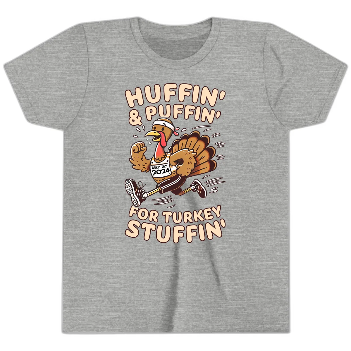 Huffin & Puffin For Turkey Stuffin Youth T-Shirt in Athletic Heather