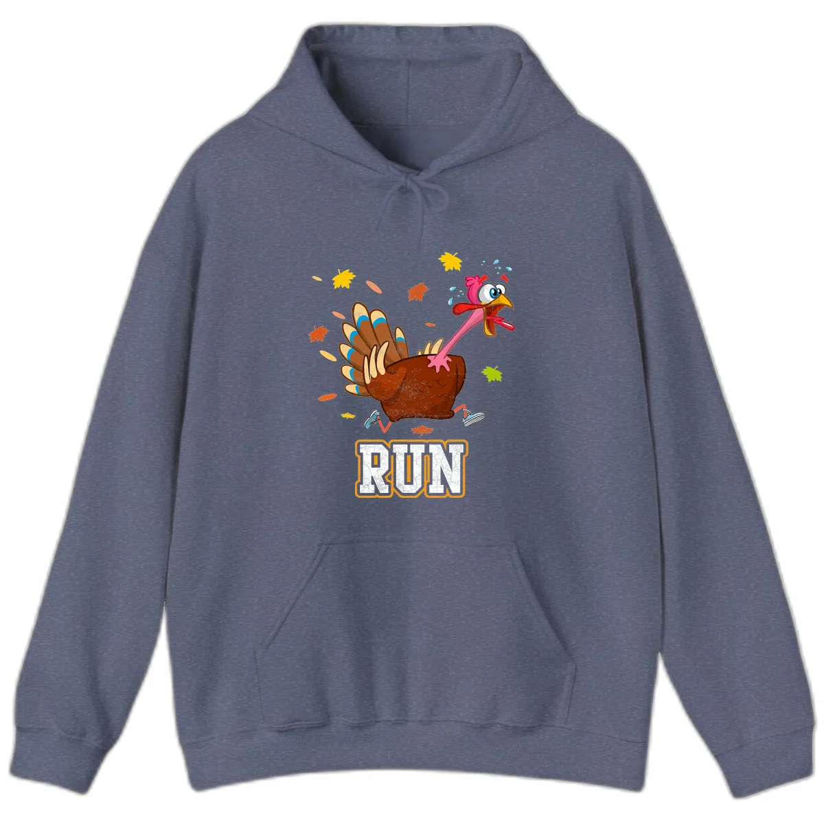 Running Turkey Trot Time Hoodie in Heather Navy