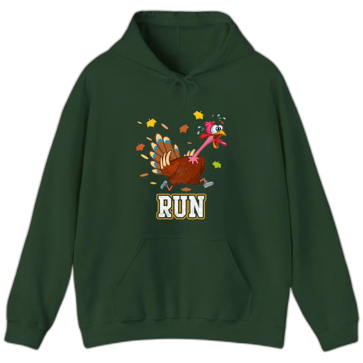 Running Turkey Trot Time Hoodie in Forest Green