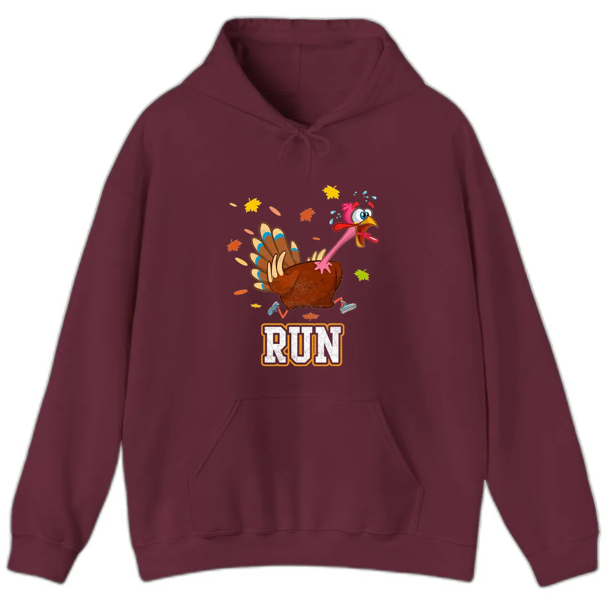 Running Turkey Trot Time Hoodie in Maroon