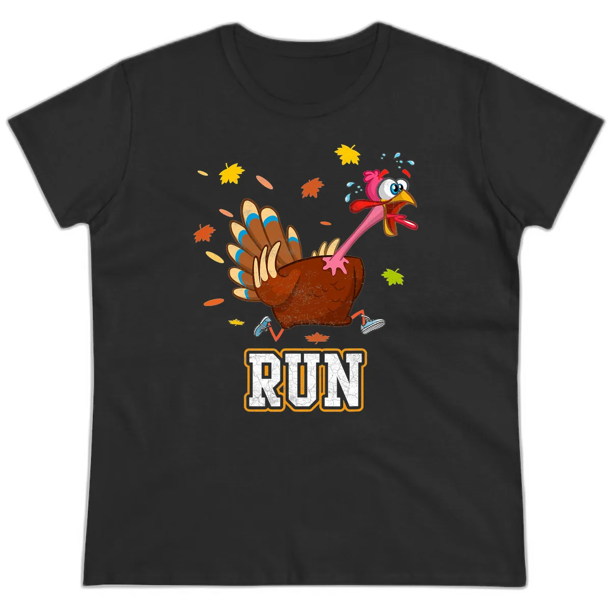 Running Turkey Trot Time Ladies Tee in Black