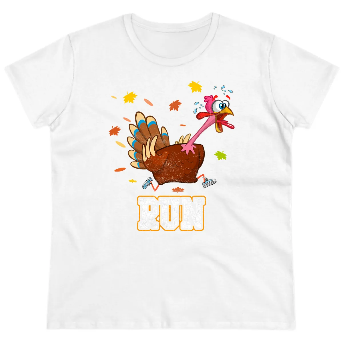 Running Turkey Trot Time Ladies Tee in White