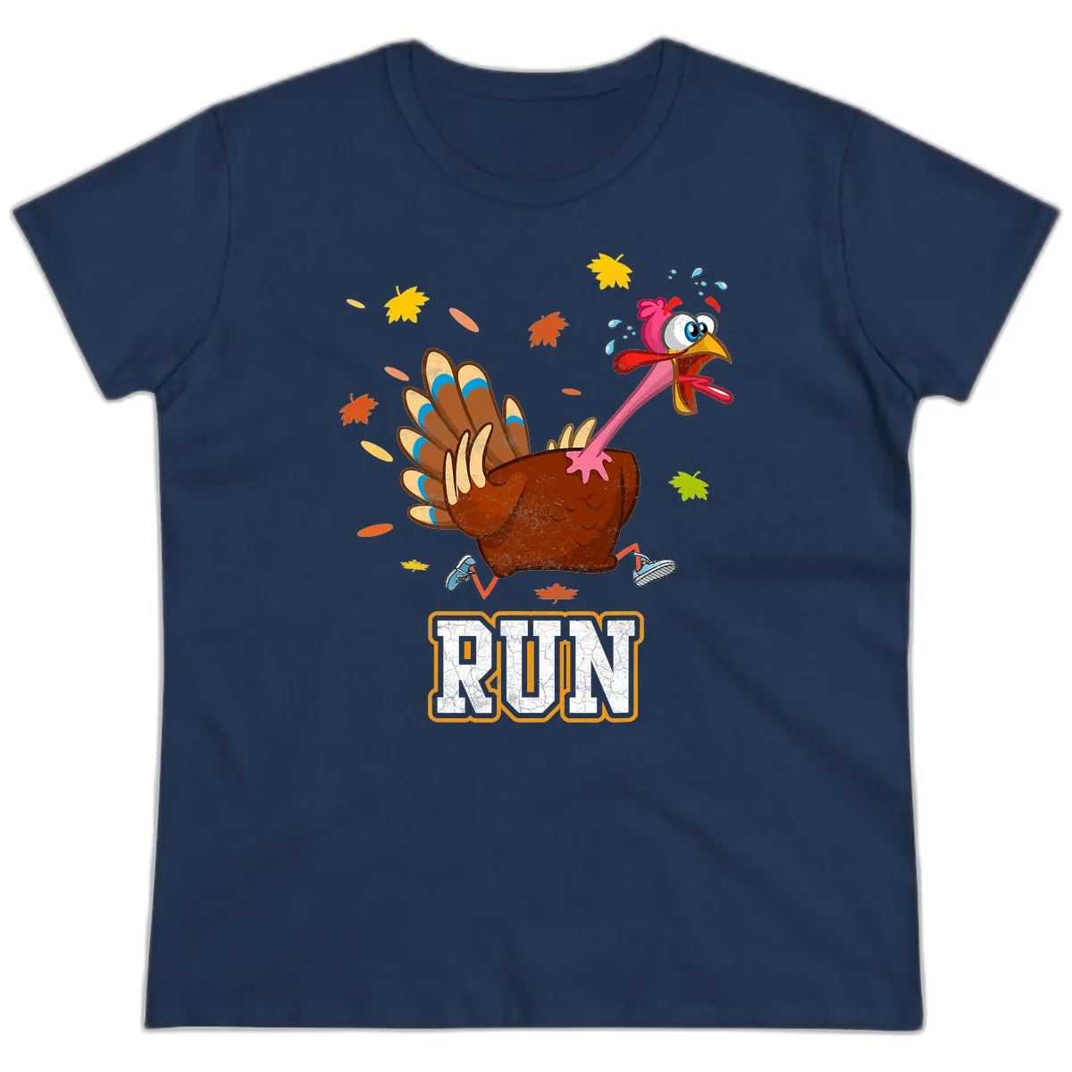 Running Turkey Trot Time Ladies Tee in Navy