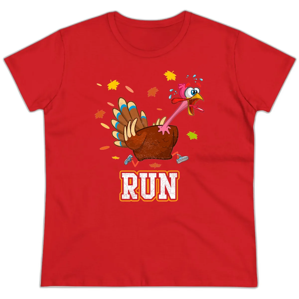 Running Turkey Trot Time Ladies Tee in Red