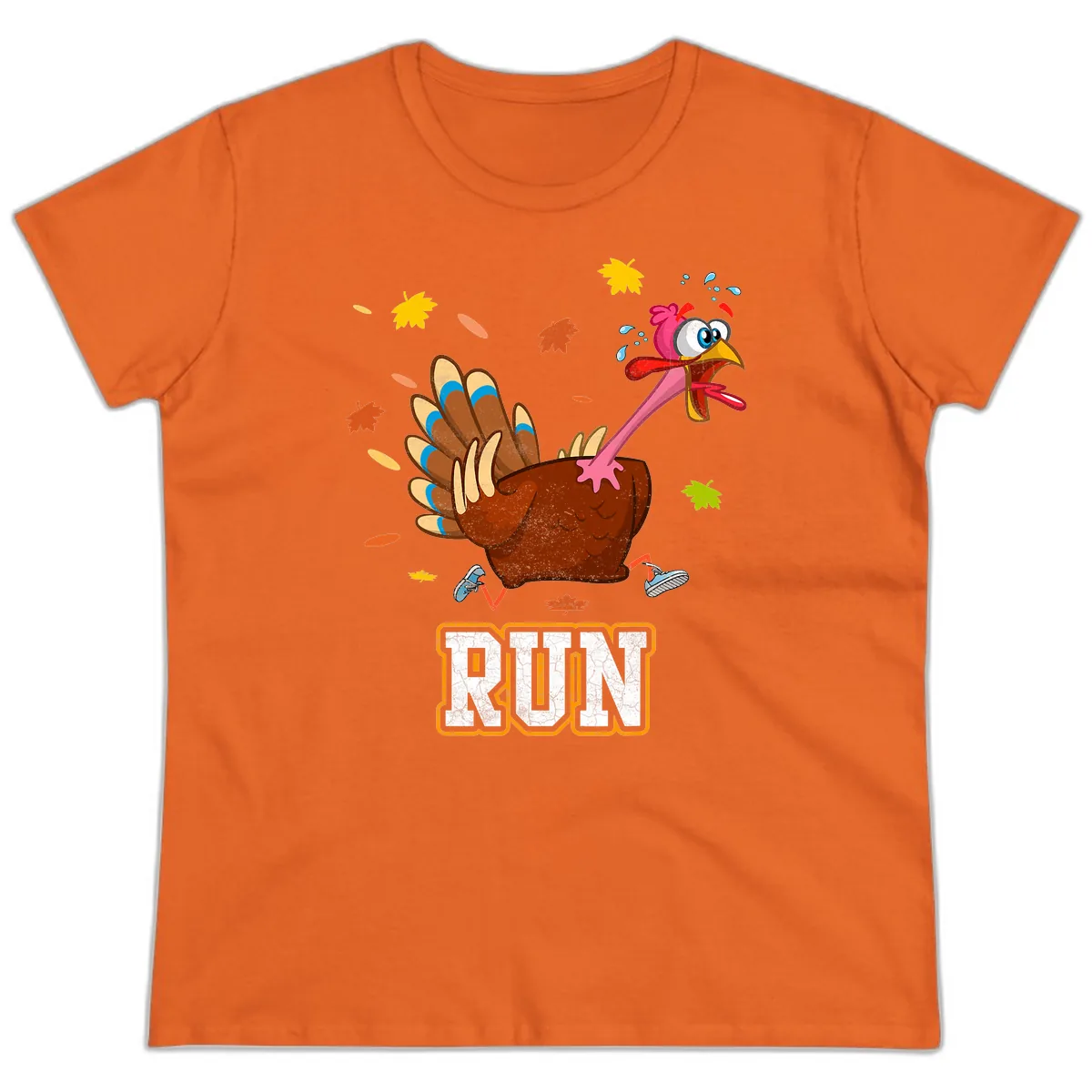Running Turkey Trot Time Ladies Tee in Orange