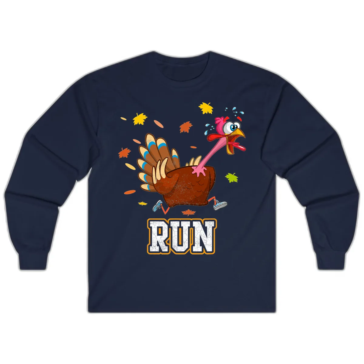 Running Turkey Trot Time Long Sleeve in Navy