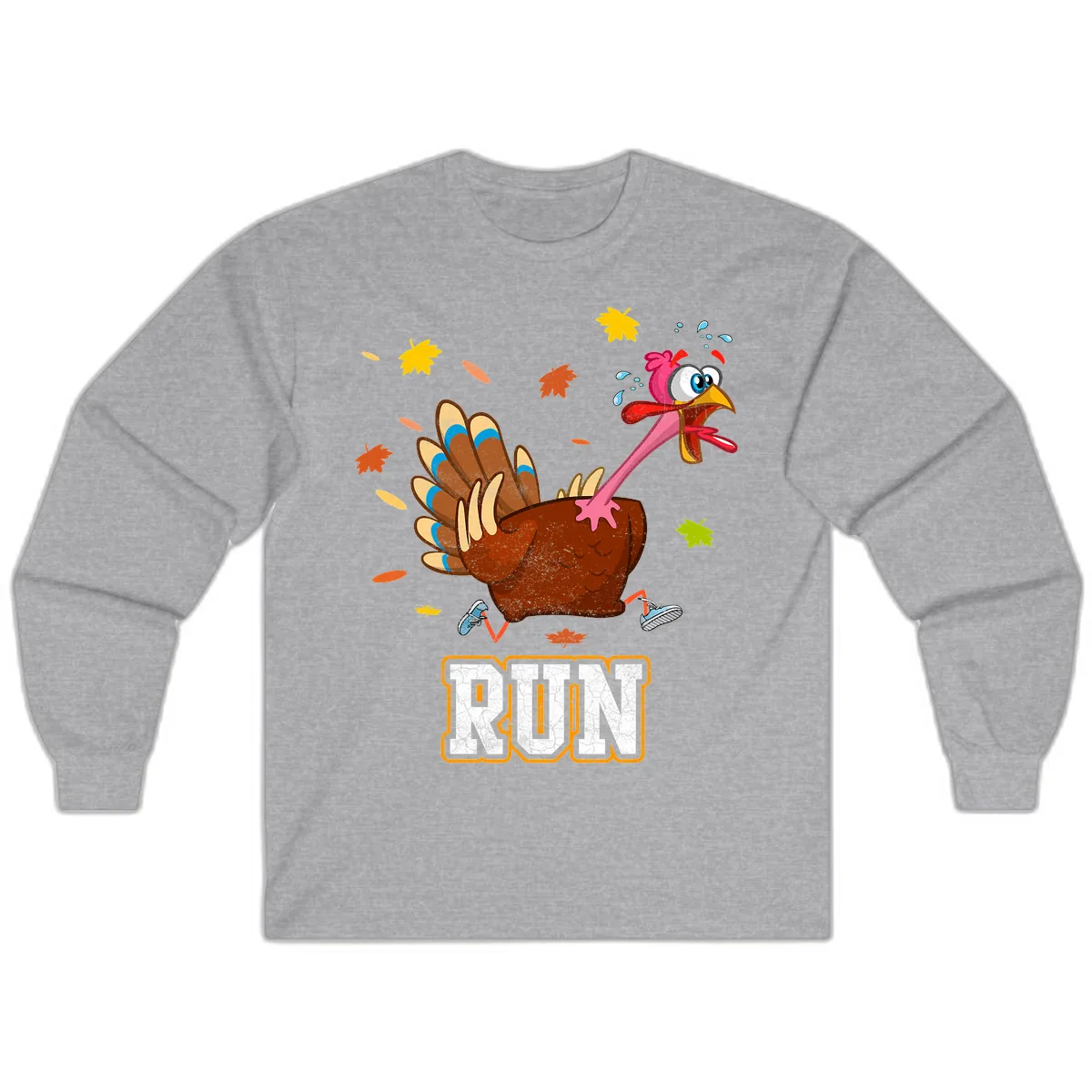 Running Turkey Trot Time Long Sleeve in Sport Grey