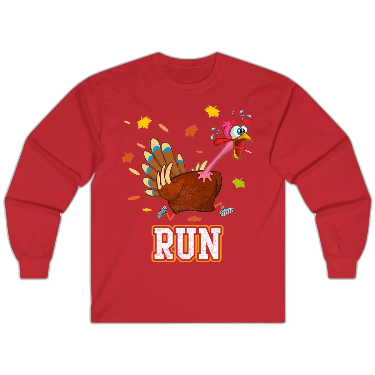 Running Turkey Trot Time Long Sleeve in Red