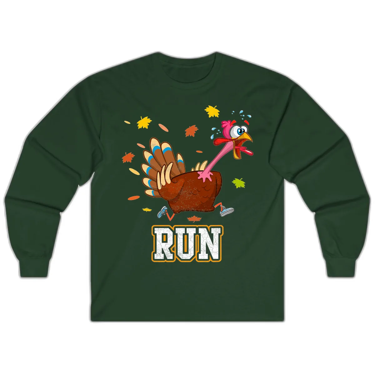 Running Turkey Trot Time Long Sleeve in Forest Green