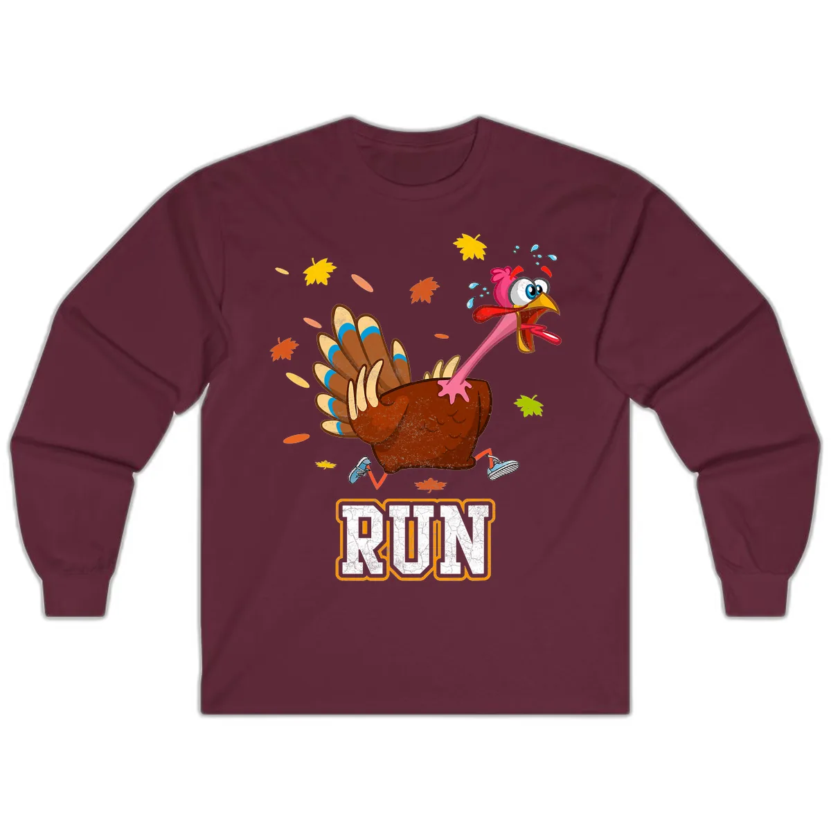 Running Turkey Trot Time Long Sleeve in Maroon