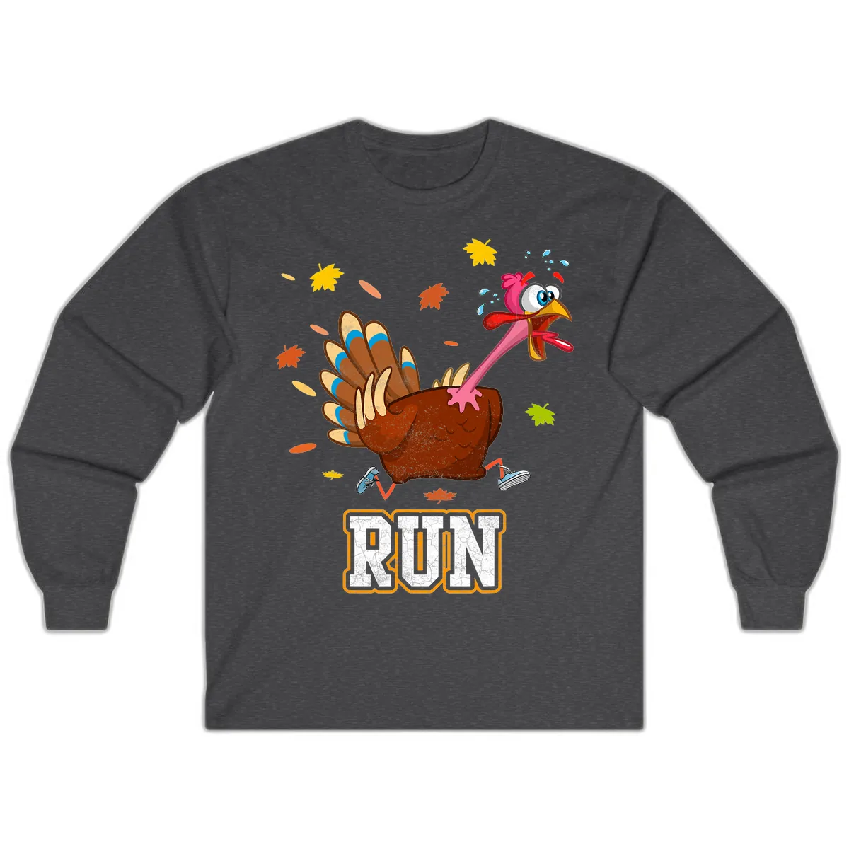 Running Turkey Trot Time Long Sleeve in Dark Heather