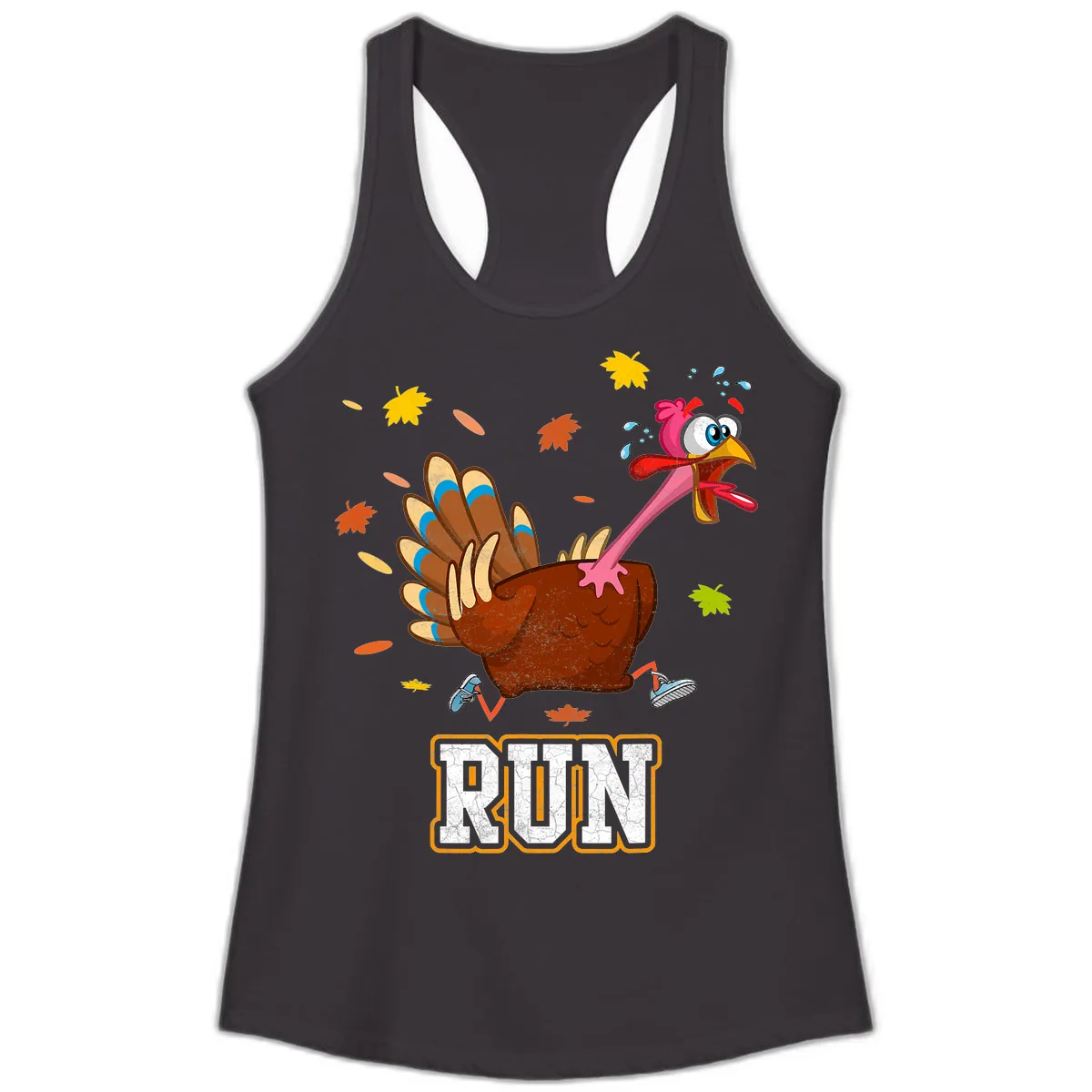 Running Turkey Trot Time Ladies Tank in Black