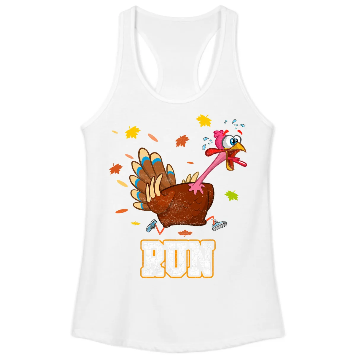 Running Turkey Trot Time Ladies Tank in White