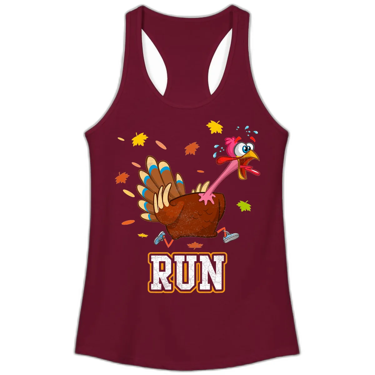 Running Turkey Trot Time Ladies Tank in Solid Cardinal Red
