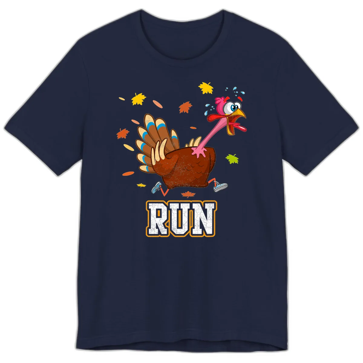 Running Turkey Trot Time Premium T-Shirt in Navy