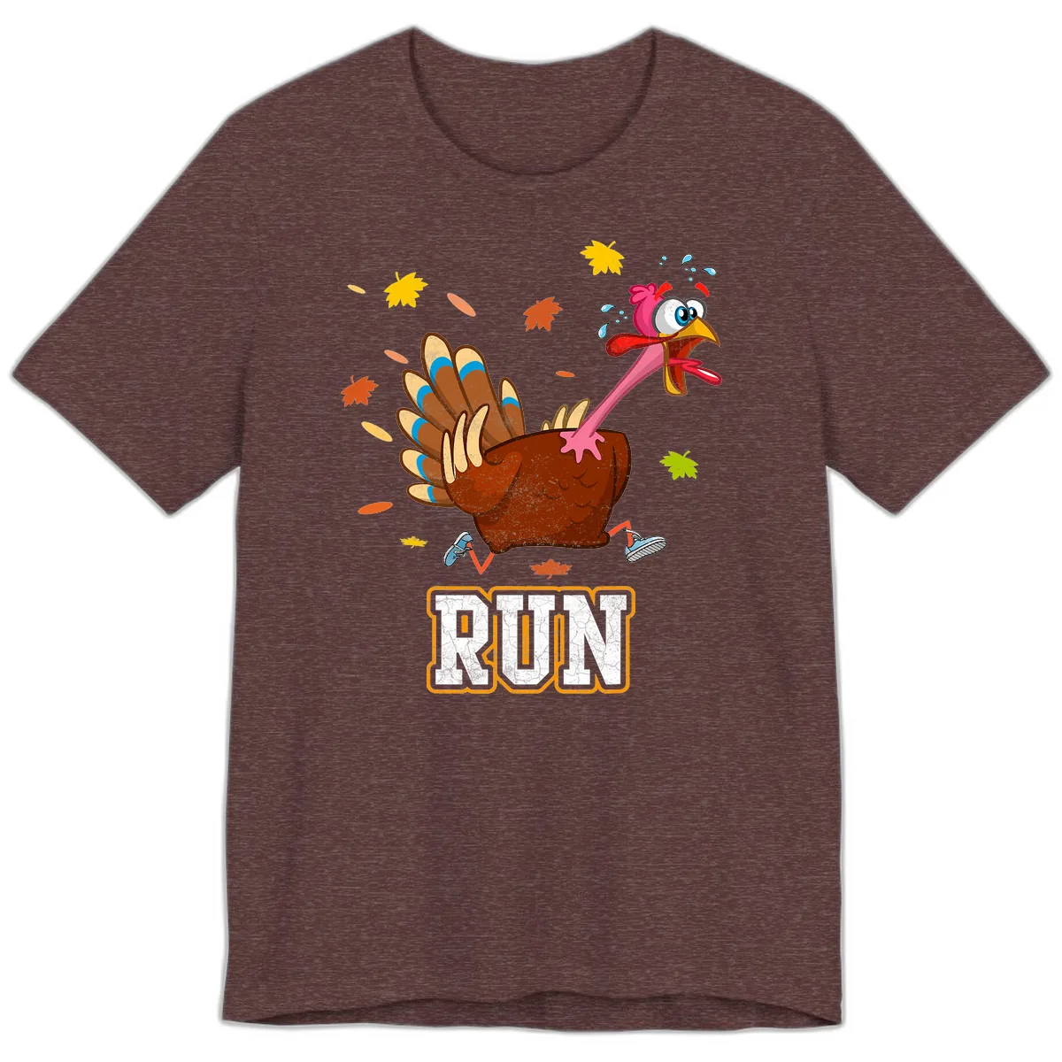 Running Turkey Trot Time Premium T-Shirt in Heather Maroon
